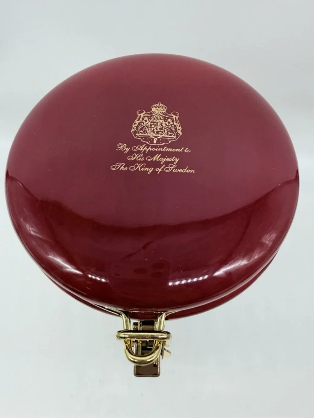 Gevalia Kaffe Maroon Burgundy Red & Gold Ceramic Air Tight Coffee Jar Canister